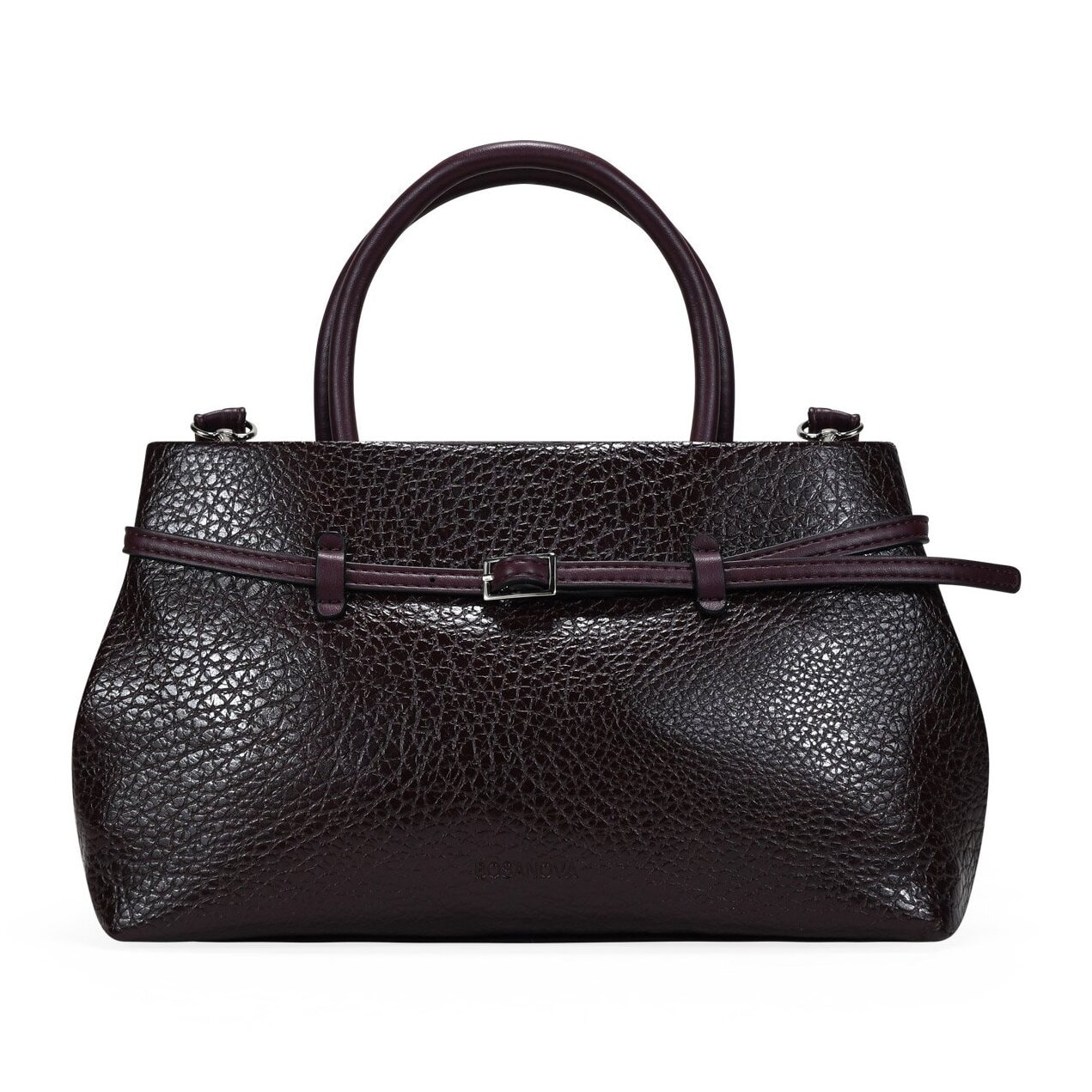 Bolso de mano burdeos con cinturón y hebilla