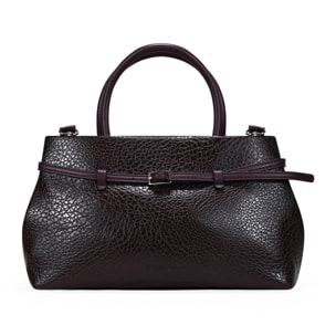 Bolso de mano burdeos con cinturón y hebilla