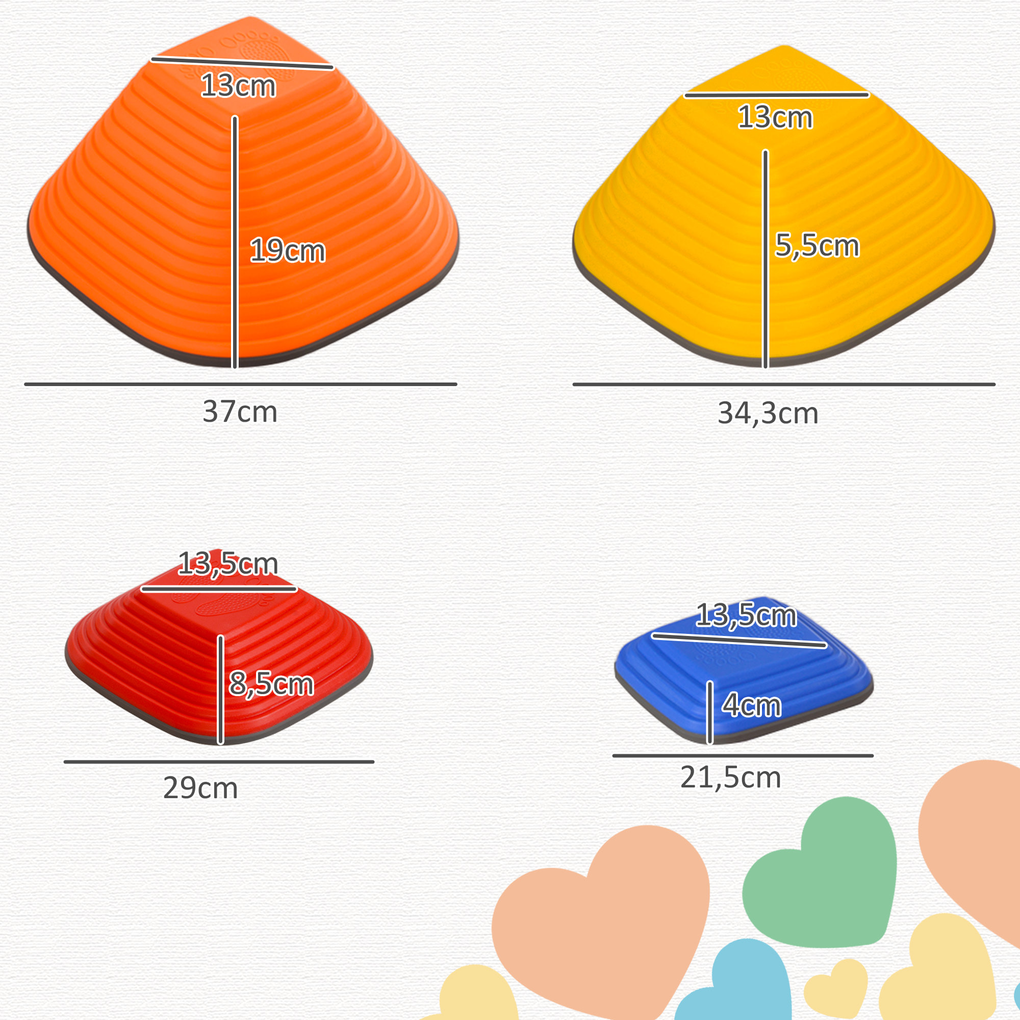 Pierres d'équilibre pour enfants total 11 pcs - parcours de motricité - usage intérieur extérieur - différentes tailles - multicolore