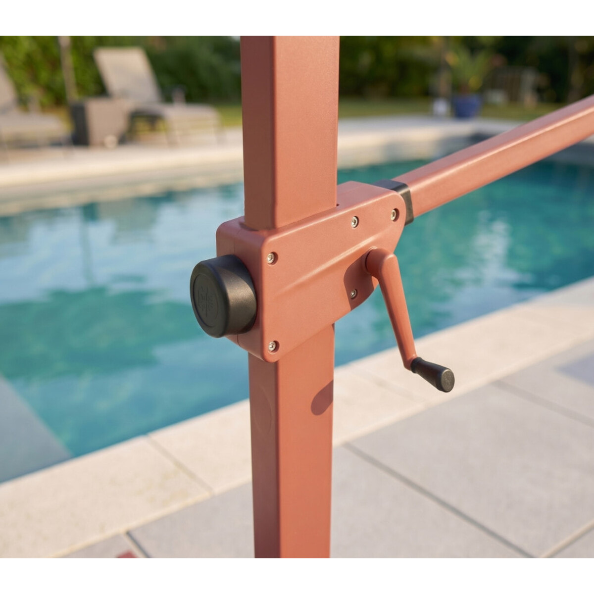Parasol déporté 3.5x2.6m - terracotta et lin - DIAMANT