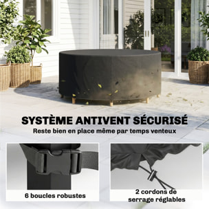 Housse meuble de jardin imperméable Oxford haute densité 420D dia.200 x H.80 cm noir