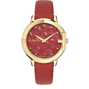 Orologio Trussardi HEKET Vera Pelle Rosso