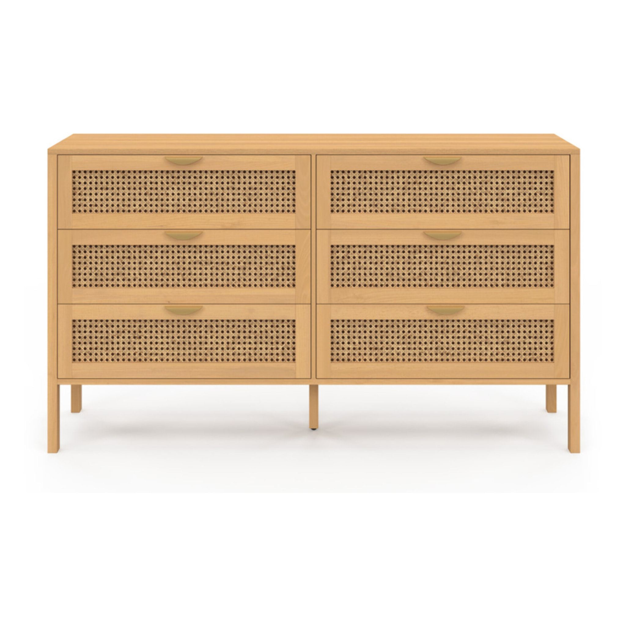 Commode Eve 6 tiroirs en cannage 140cm