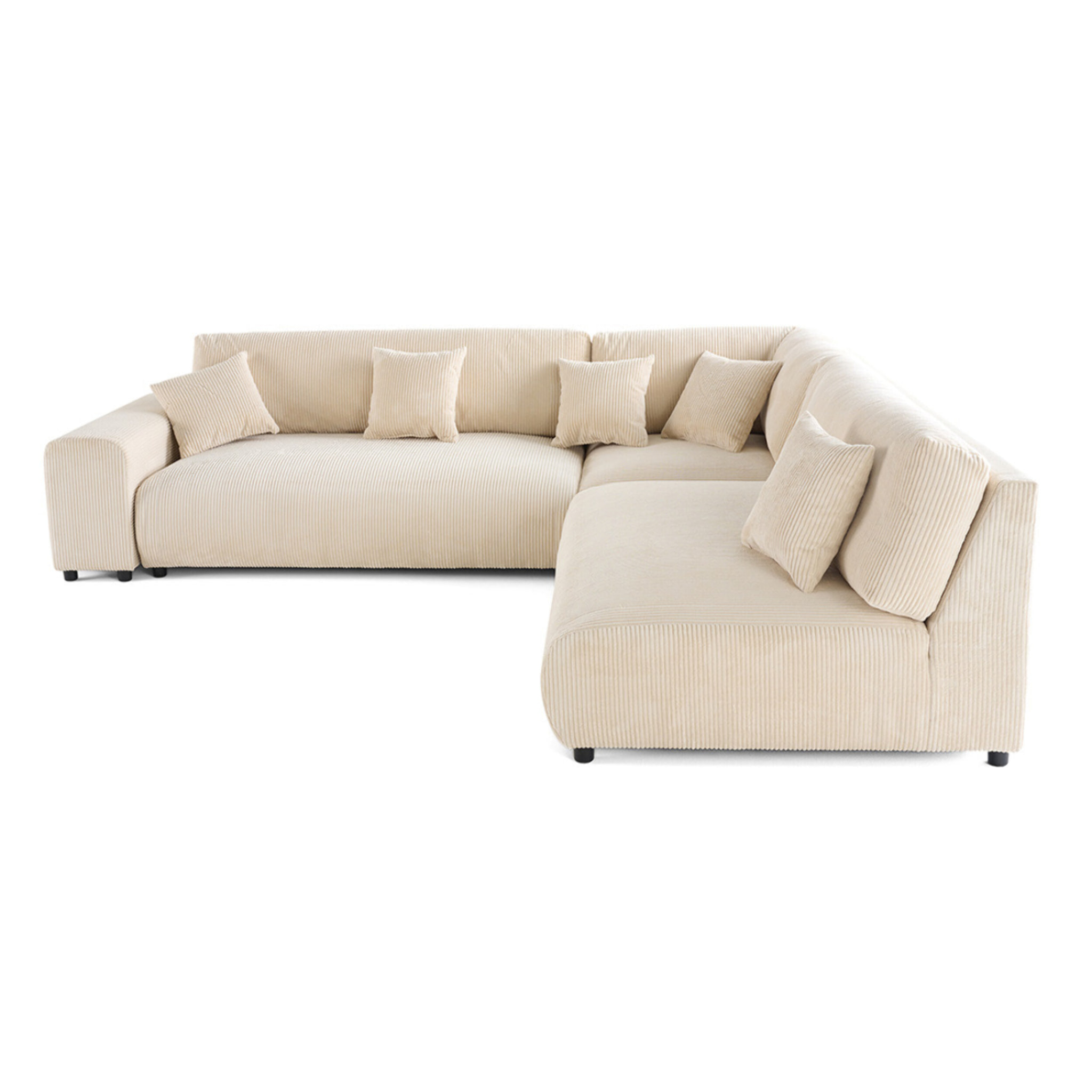 Garance - canapé modulable d'angle droit - 6 places - en velours côtelé - Beige