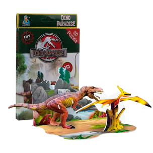 Pacchetto di 4 puzzle 3D di diversi dinosauri. Con un totale di 51 pezzi che potrai assemblare senza bisogno di attrezzi o colla. Raccomandato per bambini oltre i 3 anni.