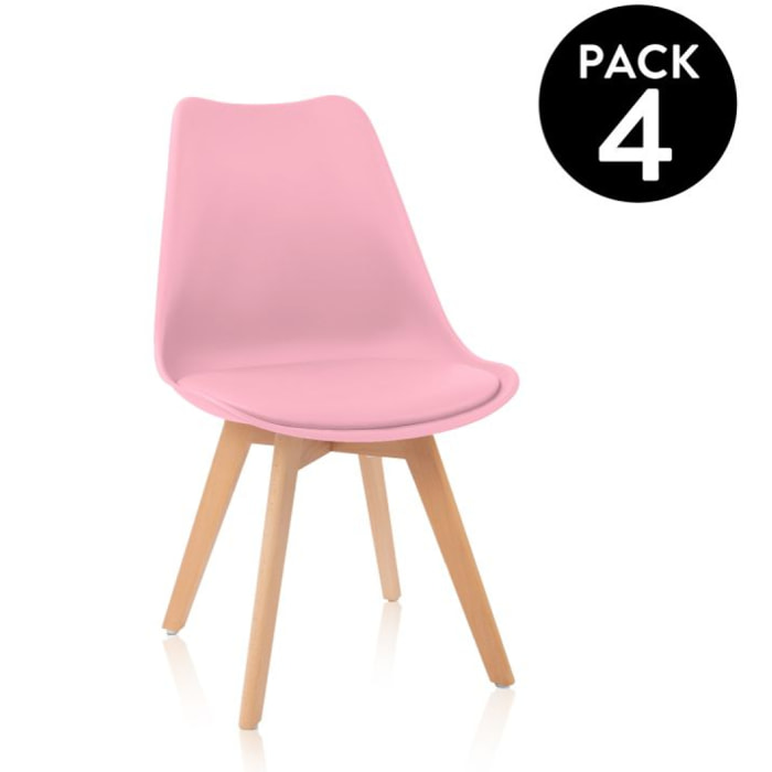 Pack 4 sillas de comedor Beench Rosa