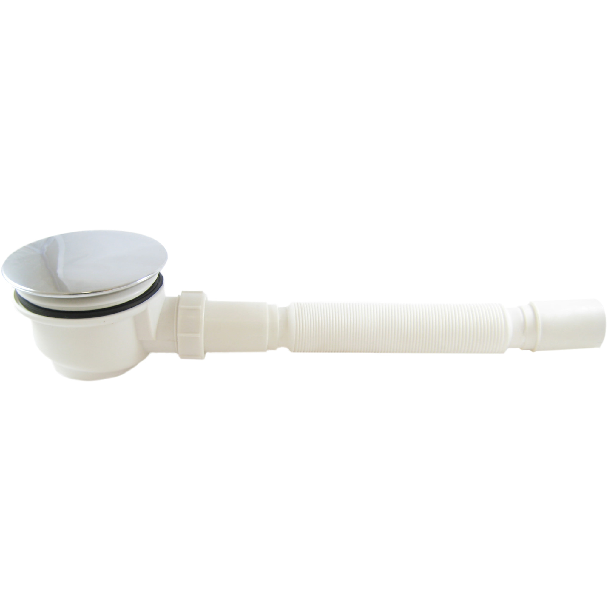 Bonde Diamètre 90 mm pour receveur - Capot Chrome - Evacuation Horizontale