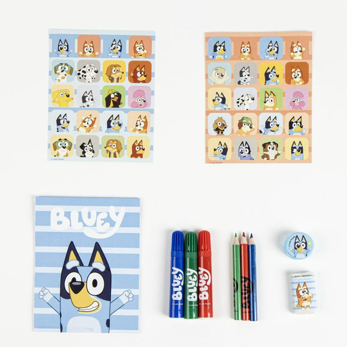 Set Papelería Coloreable Trolley Bluey