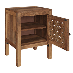 Table de chevet ajourée en bois de manguier - Jaya