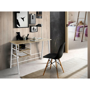 Mesa escritorio – Roble canadiense con estructura blanca