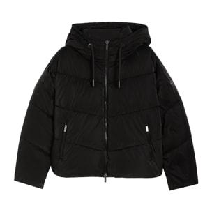 Piumino cropped donna con collo alto e coulisse regolabile