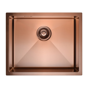 Timeless Évier de cuisine sous plan inox 304, 1 bac, 55x45x21 cm, Cuivre brossé PVD