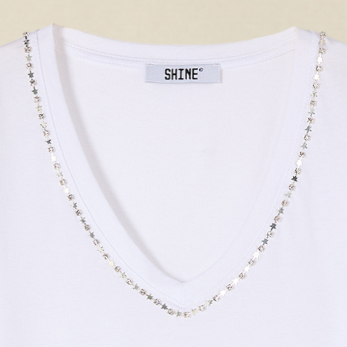 Oltre - T-shirt in cotone con castoni - Bianco