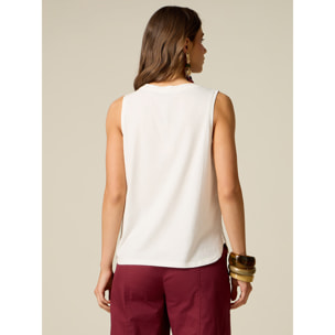 Oltre - Top de algodón con bordados calados - Blanco