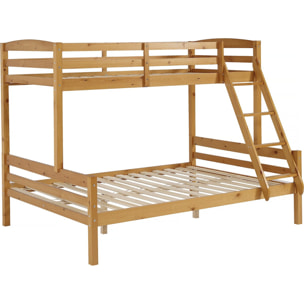 Lit superposé en bois "Léa" - 140/90 x 190 cm - Marron