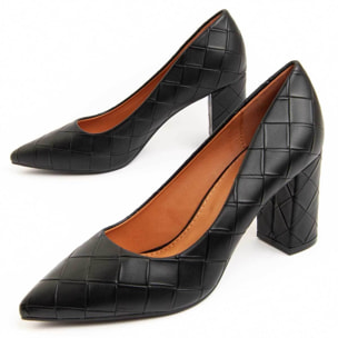 Zapato De Tacón - Negro - Altura: 8 Cm