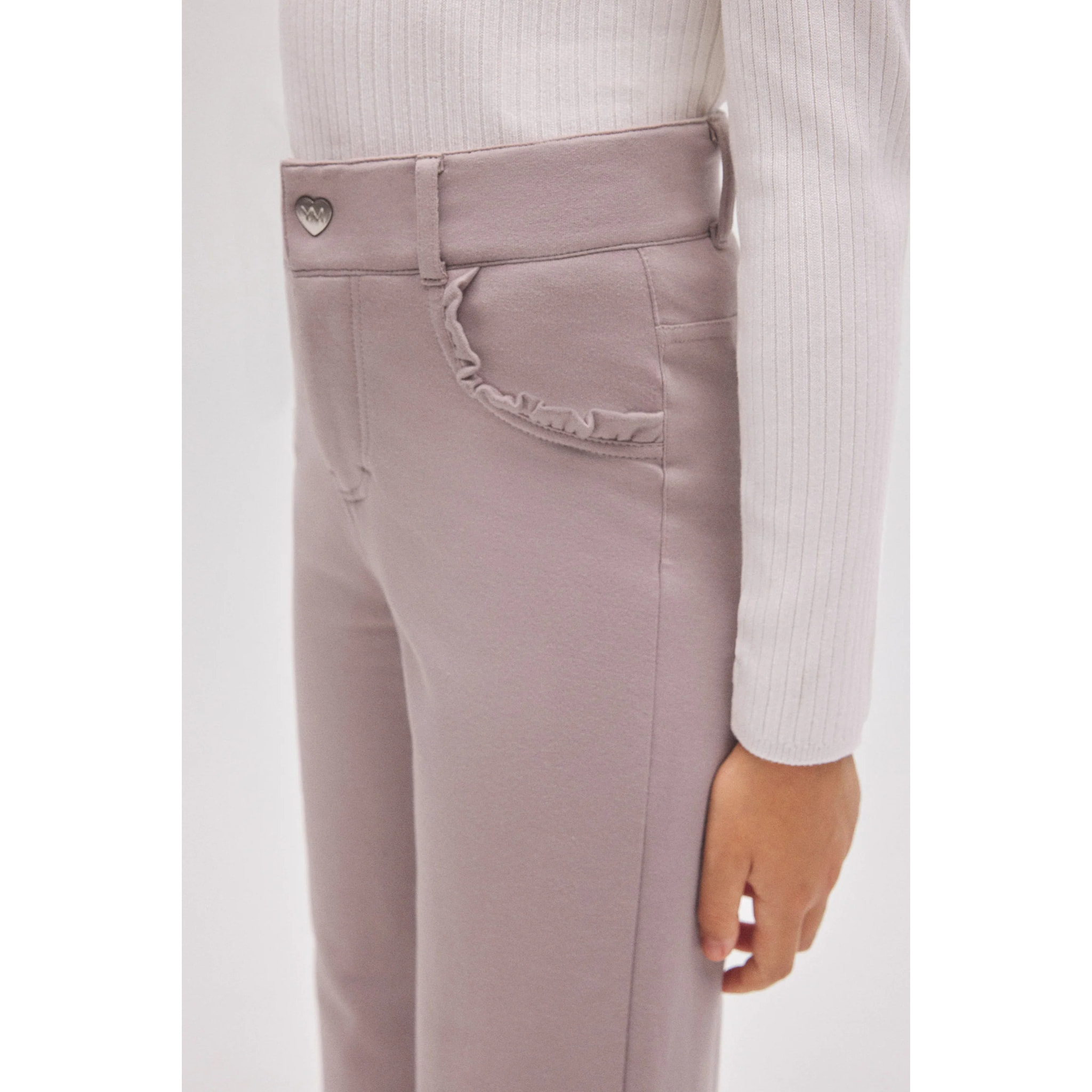 Pantaloni larghi da bambina con tasche in grigio