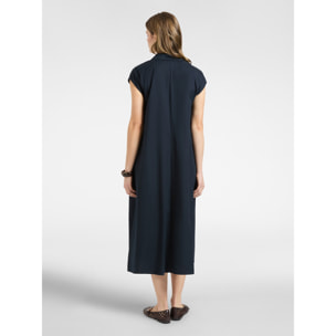 Elena Mirò - Vestido evasé con cuello - Azul