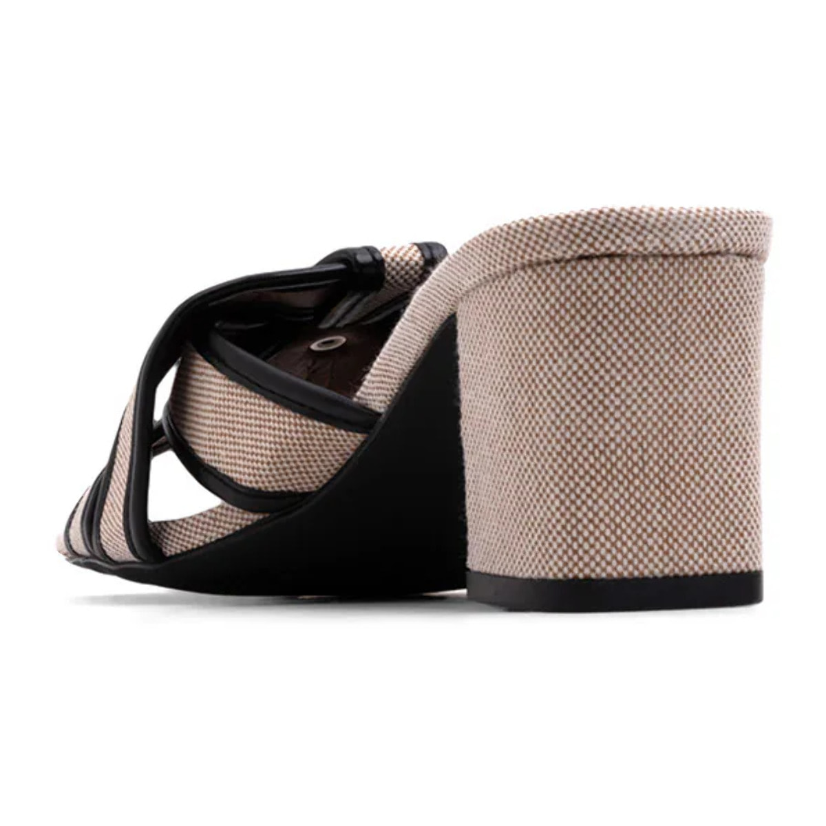 Sabot texture-cross con tacco quadrato - NERO