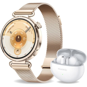 Montre connectée HUAWEI Pack Watch GT6 41mm Doré+FreeBuds6I Blanc
