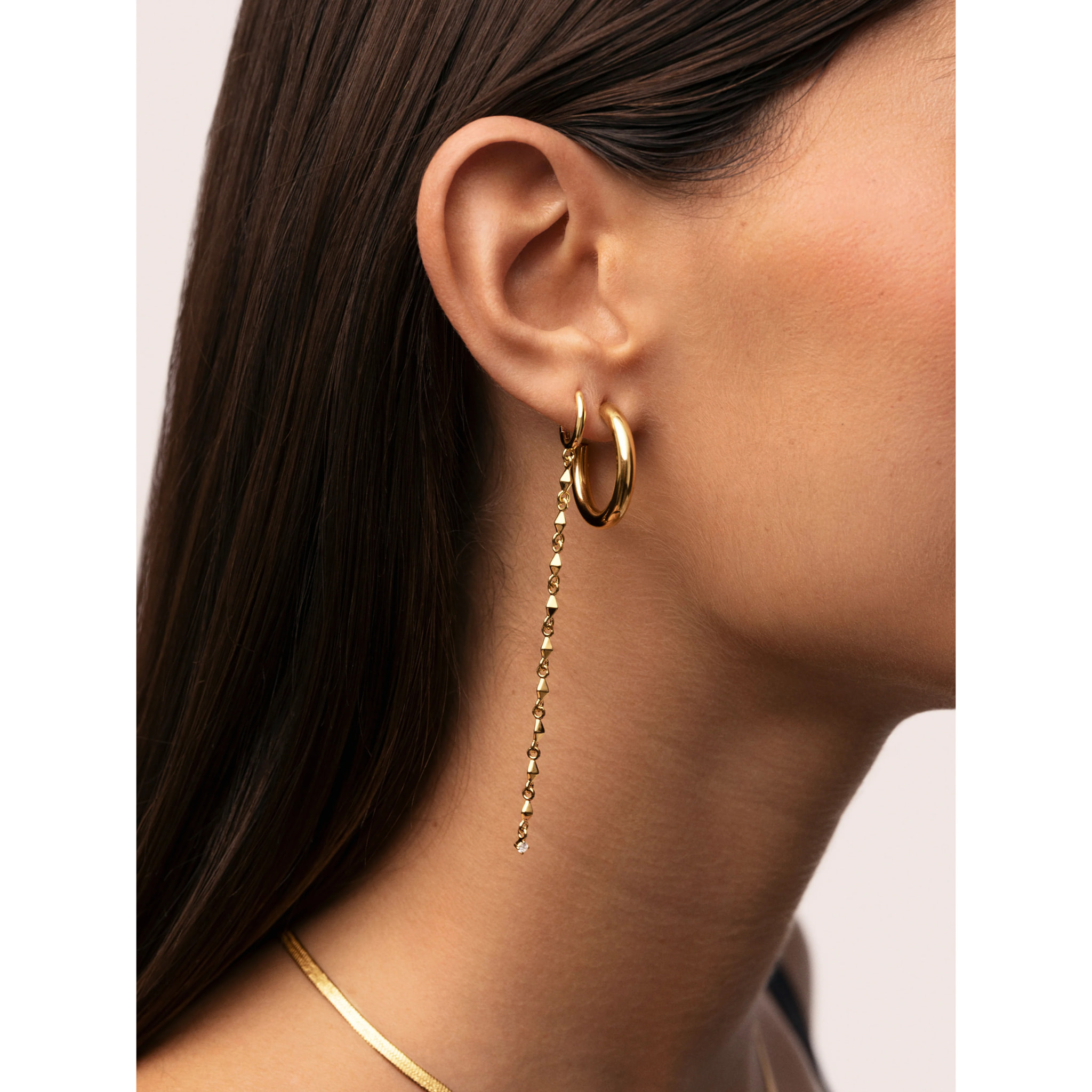 Pendiente Suelto Long Lía Baño Oro