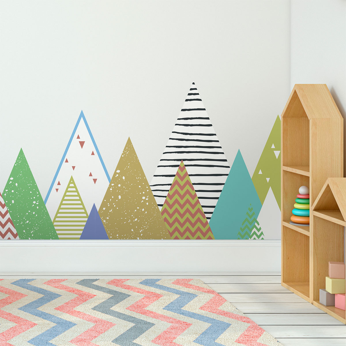 Stickers muraux enfants - Décoration chambre bébé - Autocollant Sticker mural géant enfant montagnes scandinaves BECKA