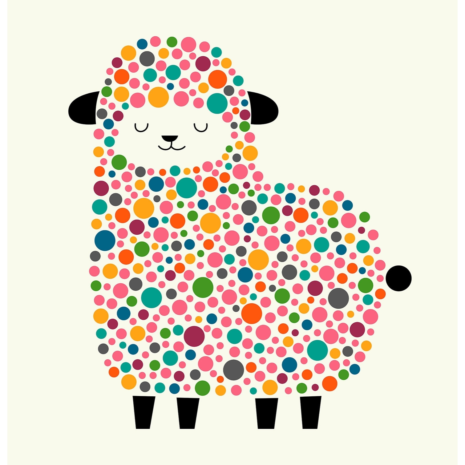 Tableau mouton à pois Toile imprimée