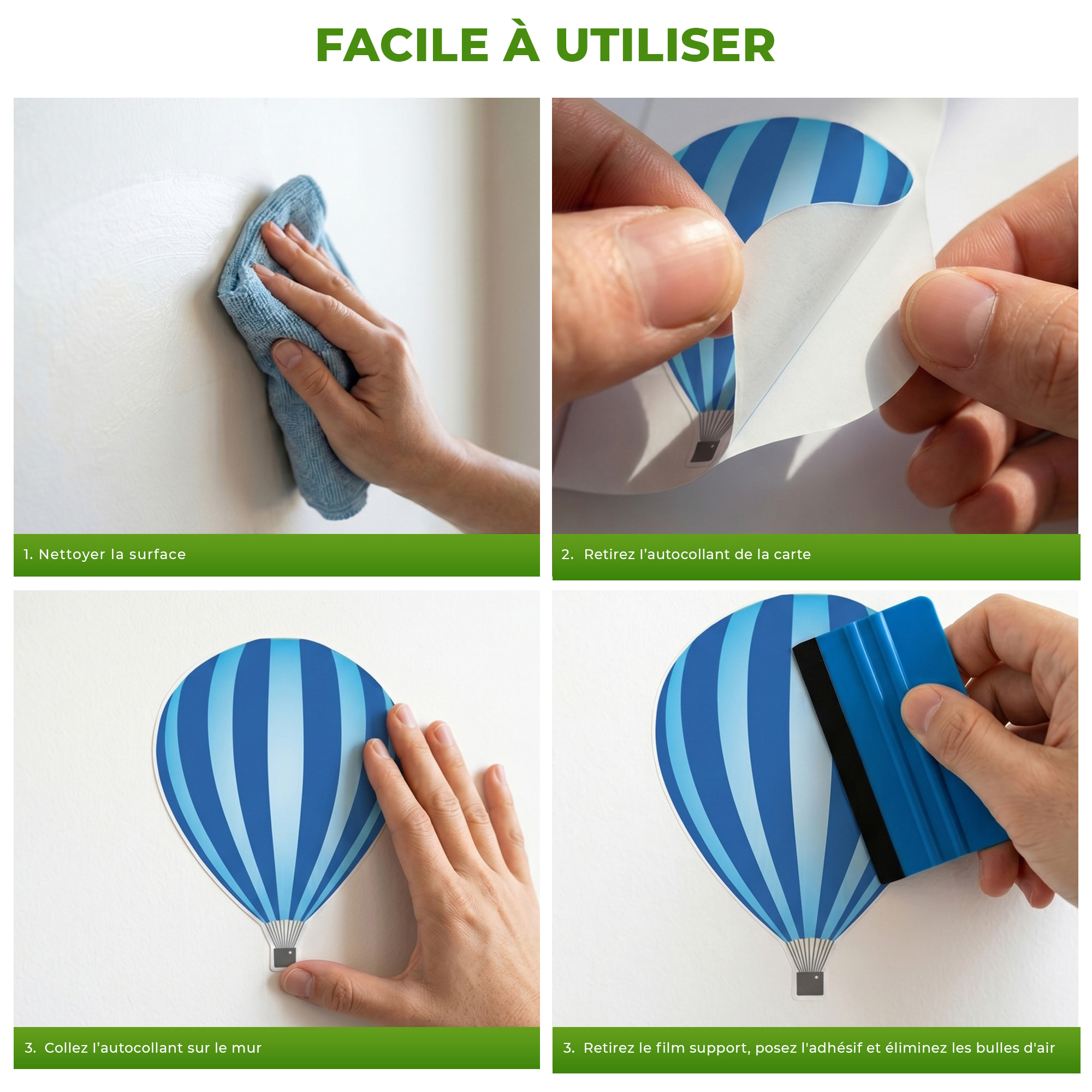 Stickers Muraux décoration adhésifs Montgolfières