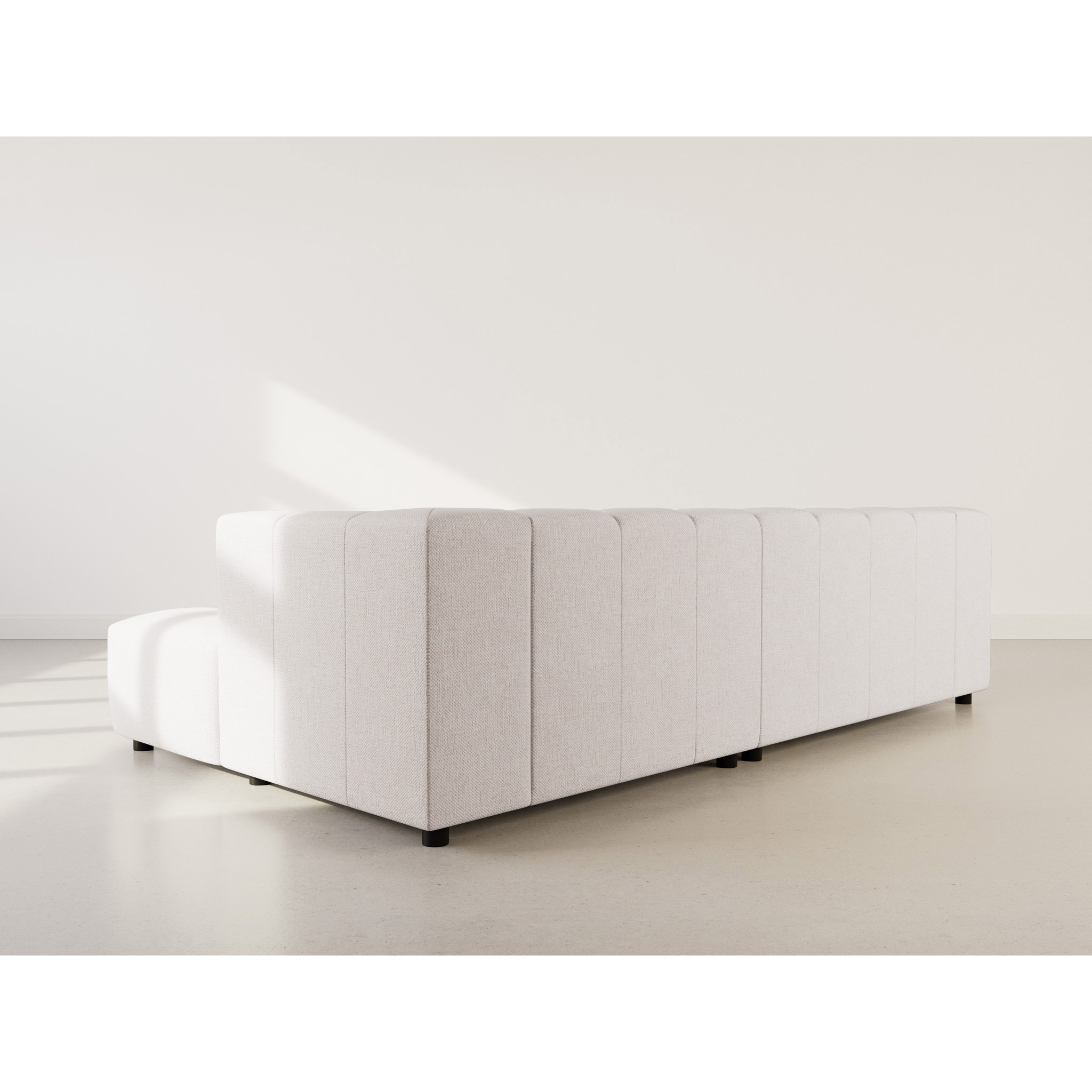 Curtis - canapé d'angle droit 4 places avec accoudoir en tissu texturé - Beige