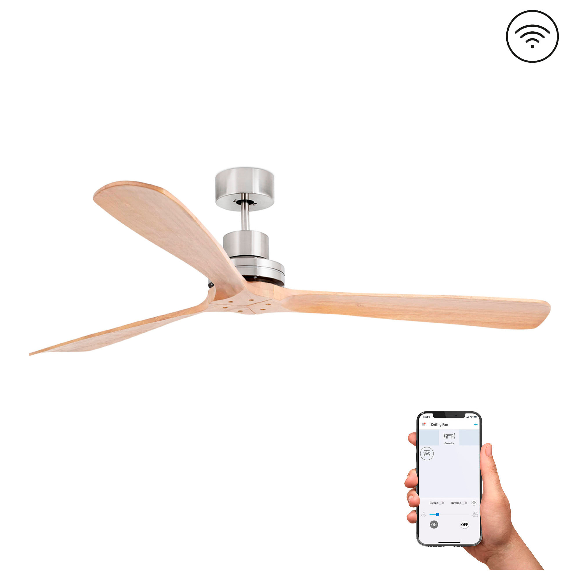 LANTAU XL Ventilatore nichel opaco/pino DC SMART