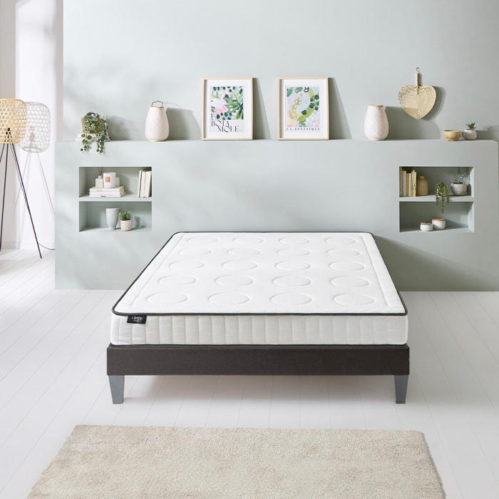 Matelas Cristal, Mémoire de Forme, 18 cm, Soutien Ferme, Mousse Recyclée Haute Densité