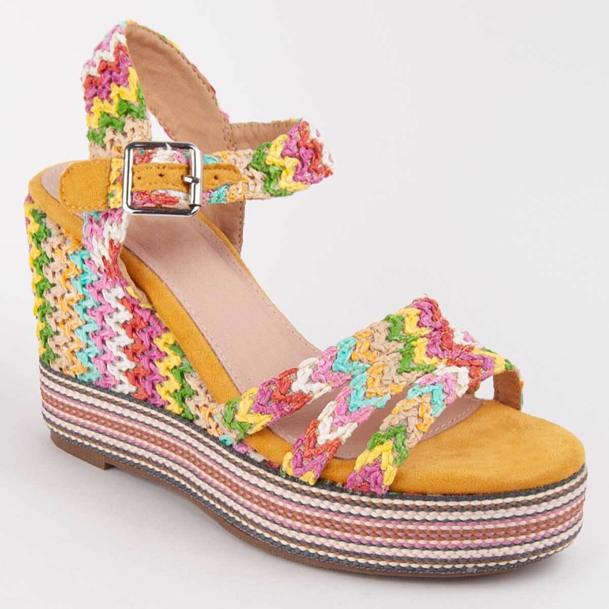 Sandalia De Cuña - Multicolor - Altura: 12 Cm