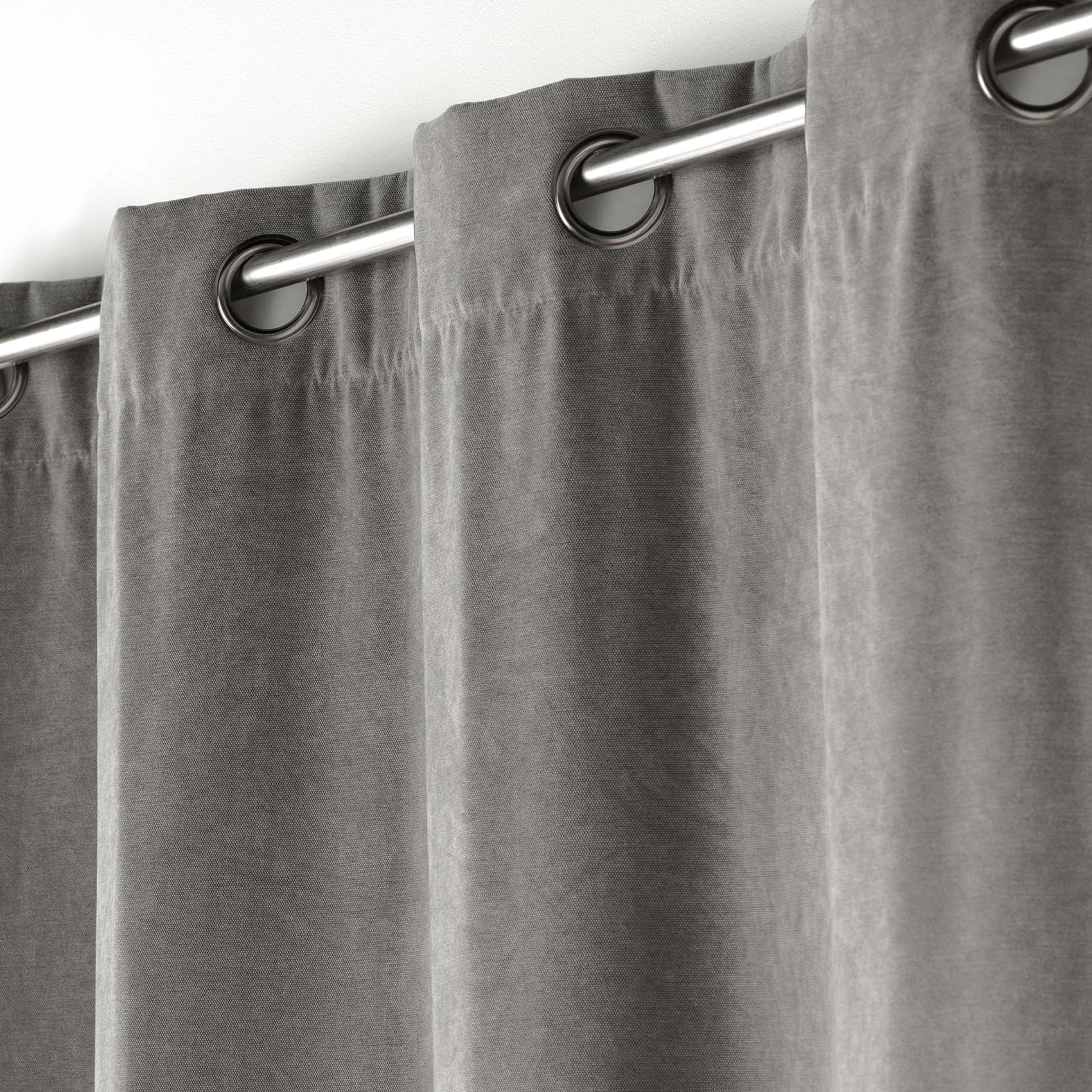 Rideau tamisant en velours uni - Gris