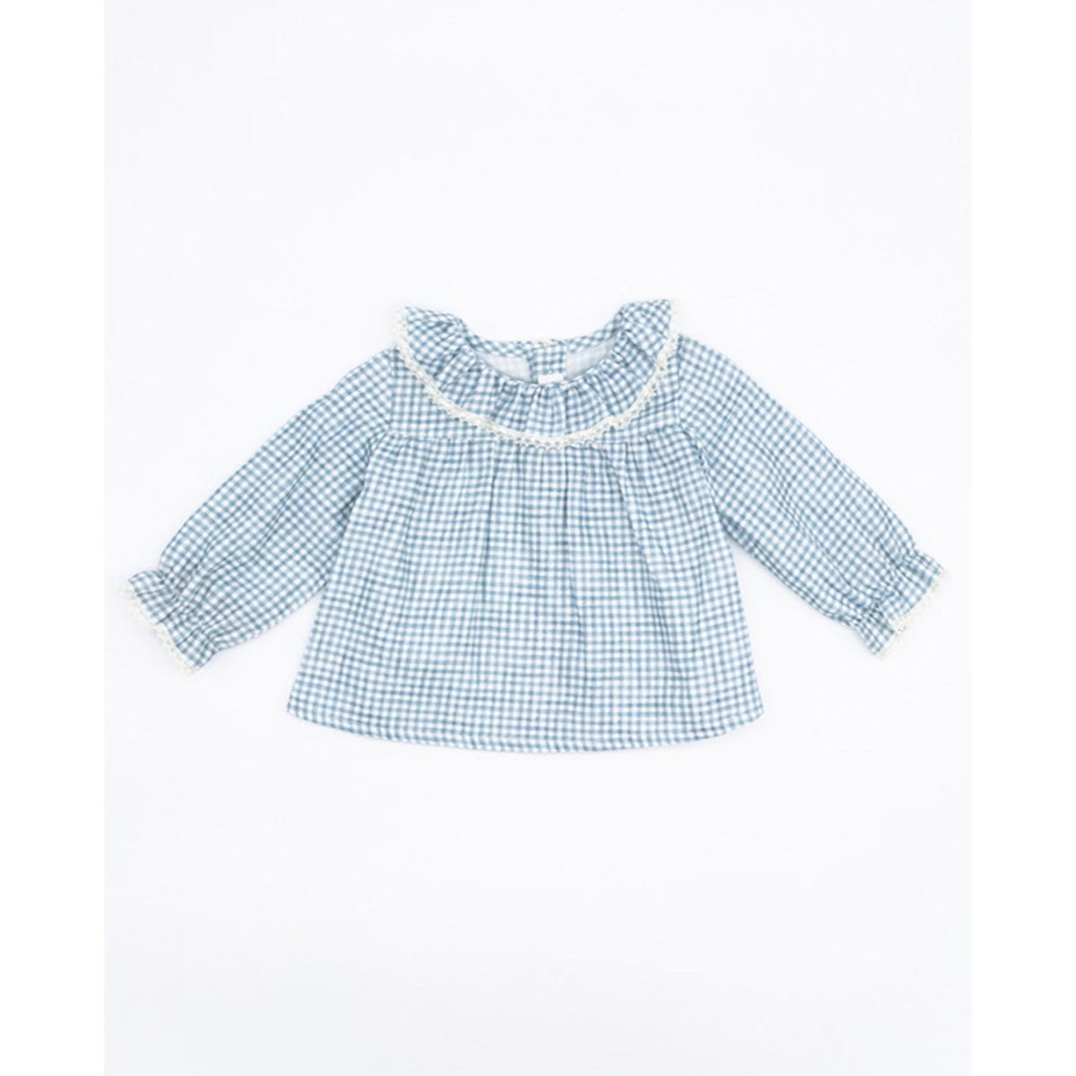 BLUSA VIELLA CUADROS VICHY CELESTE