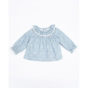 BLUSA VIELLA CUADROS VICHY CELESTE
