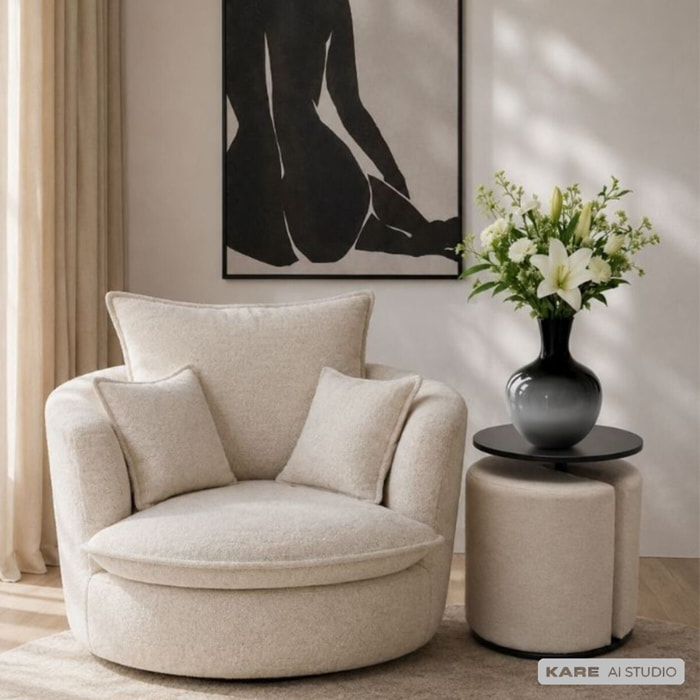 Table d'appoint et tabouret Better Together crème Kare Design