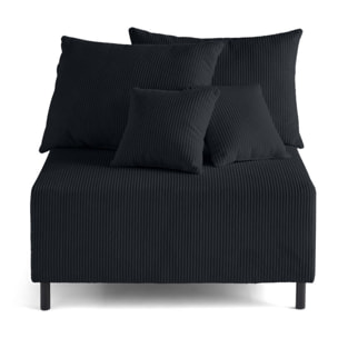 Edinburg - module d'assise sans accoudoirs - en velours côtelé - Noir
