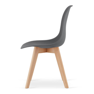 Sedia di design Kito grigio scuro con gambe in faggio