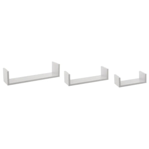 3 étagères murales "Fixy" blanc