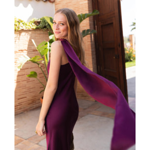 Vestido midi asimétrico con lazada
