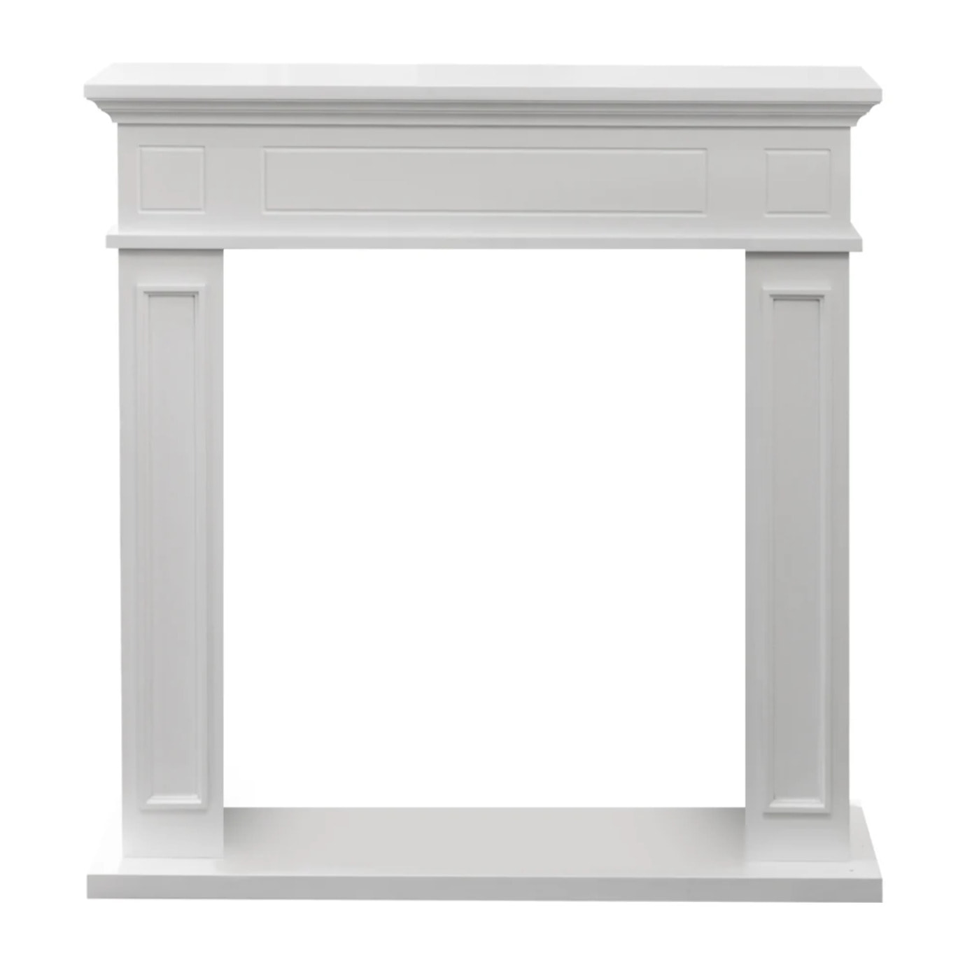 Jefferson - Cornice per Camino 89,5x90,5x28 cm Rivestimento Decorativo in Legno MDF Bianco