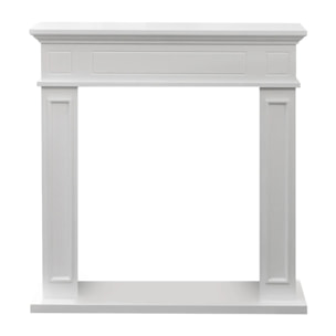 Jefferson - Cornice per Camino 89,5x90,5x28 cm Rivestimento Decorativo in Legno MDF Bianco