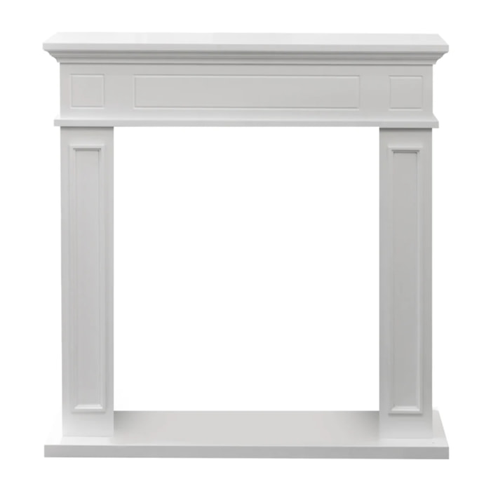Jefferson - Cornice per Camino 89,5x90,5x28 cm Rivestimento Decorativo in Legno MDF Bianco