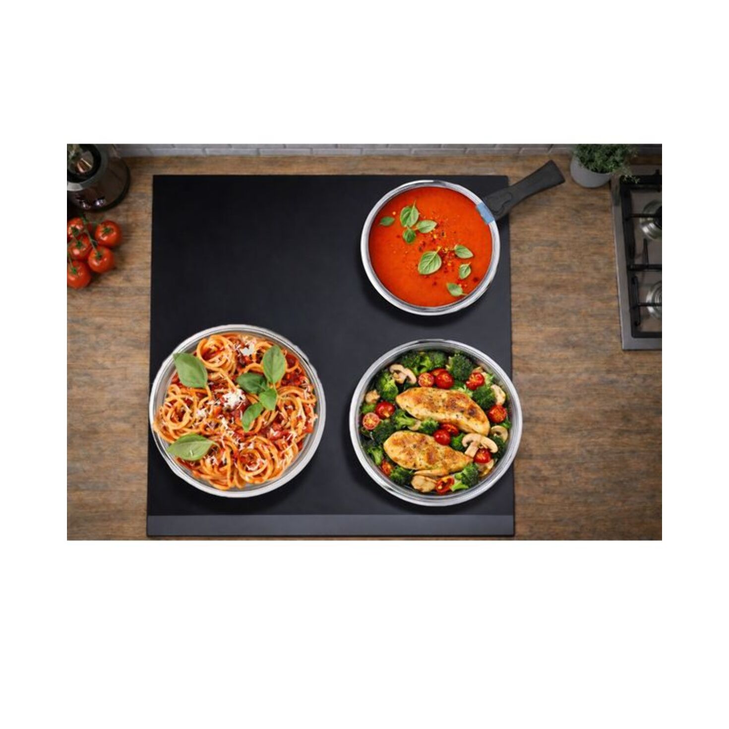 Set de 3 poêles 20 / 24 / 26cm amovible