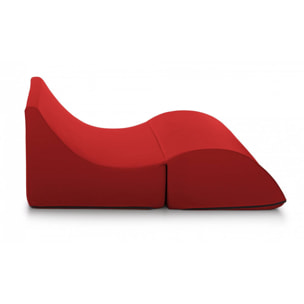 Letto pieghevole Annabella, Pouf trasformabile in letto matrimoniale, 100% Made in Italy, Pouf trasformabile in una chaise longue in ecopelle, Cm 100x200h70, Rosso