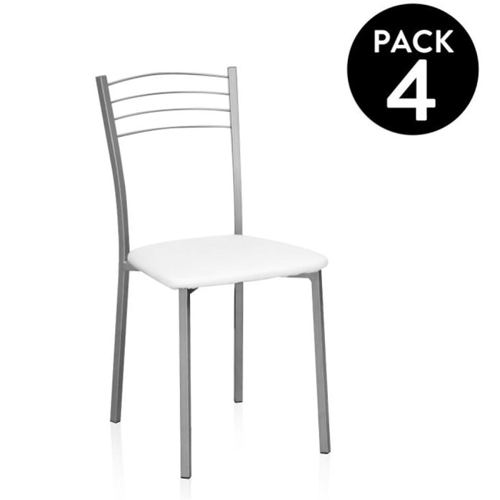 Pack 4 sillas de cocina Chef Gris - Blanco