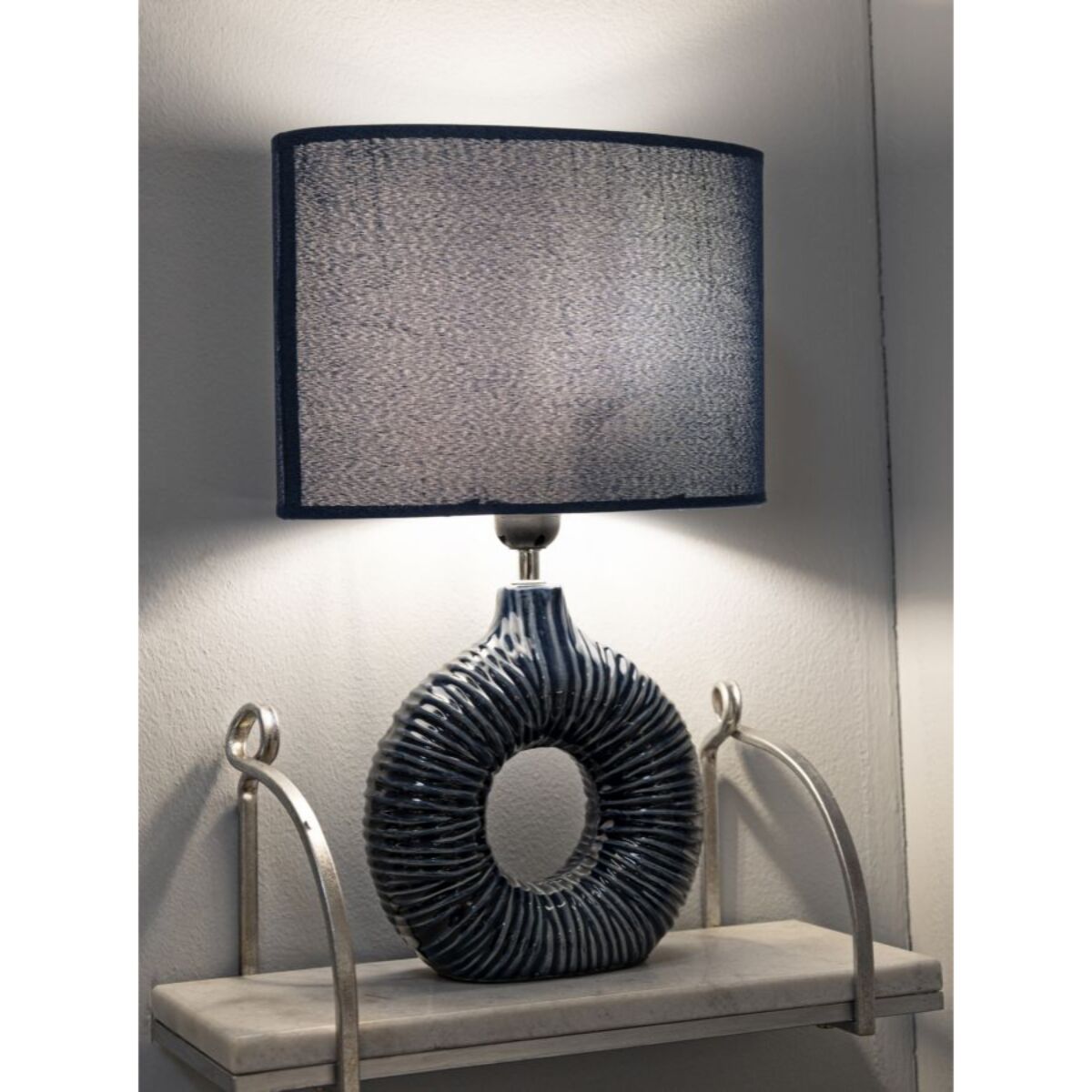 LAMPADA DA TAVOLO SETA BLU CM 28,5X15X43
