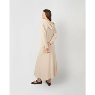 Falda midi viscosa evasé angorina beige