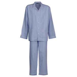 PIGIAMA GRINO uomo flanella riga celeste