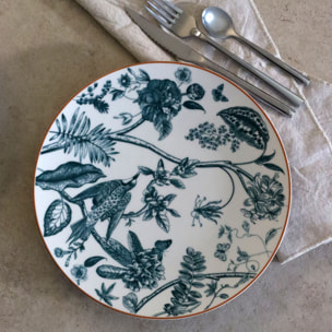 Lot de 6 assiettes plates en porcelaine blanche 27cm BOTANIC